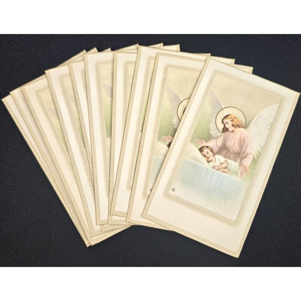 Guardian Angel with Sleeping Child Holy Cards Lot Vintage 1950s NOS 10pc